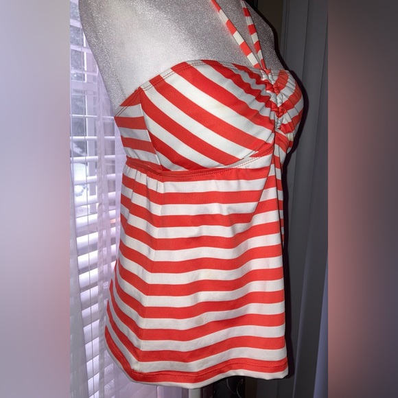 Mossimo Women’s Orange and White Striped Halter Spaghetti Strap Tankini M EUC - Picture 9 of 16